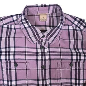 Duluth Trading Co Womens Plaid Flannel Shirt Purple LS Button Down Size M